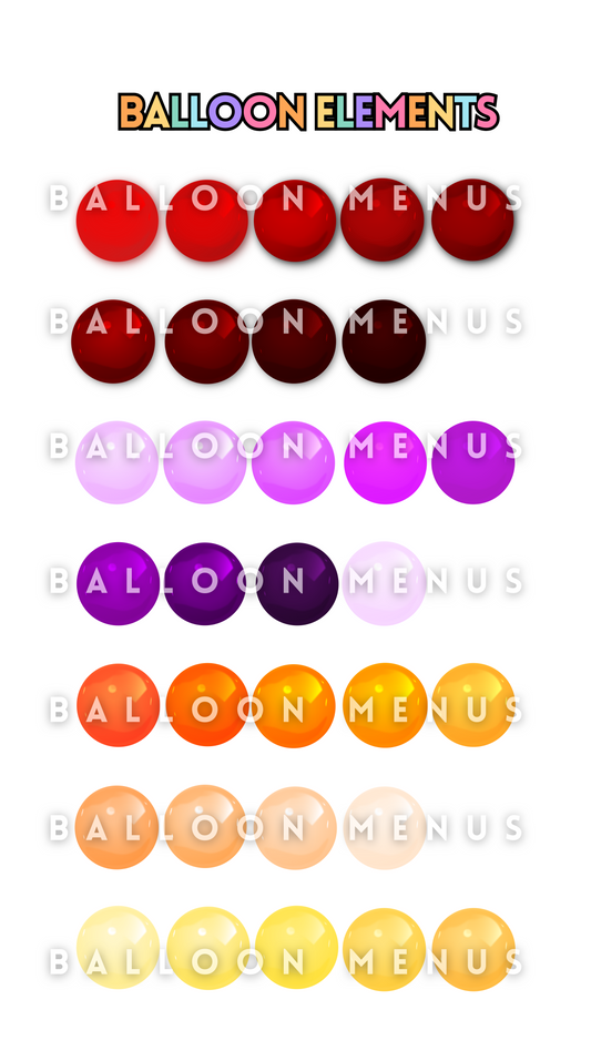 Digital Balloon Elements - (Balloons To Create Balloon Menus)