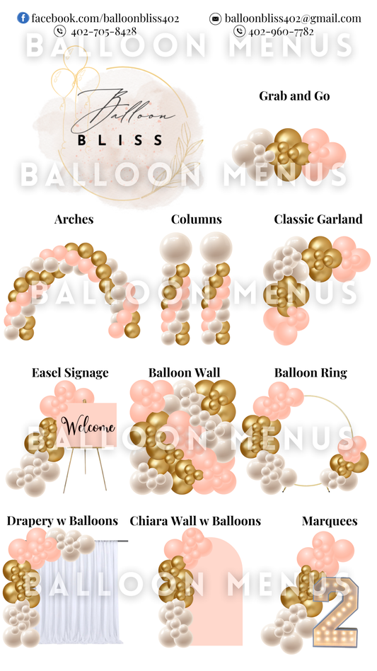 Balloon Bliss- Client Balloon Menu