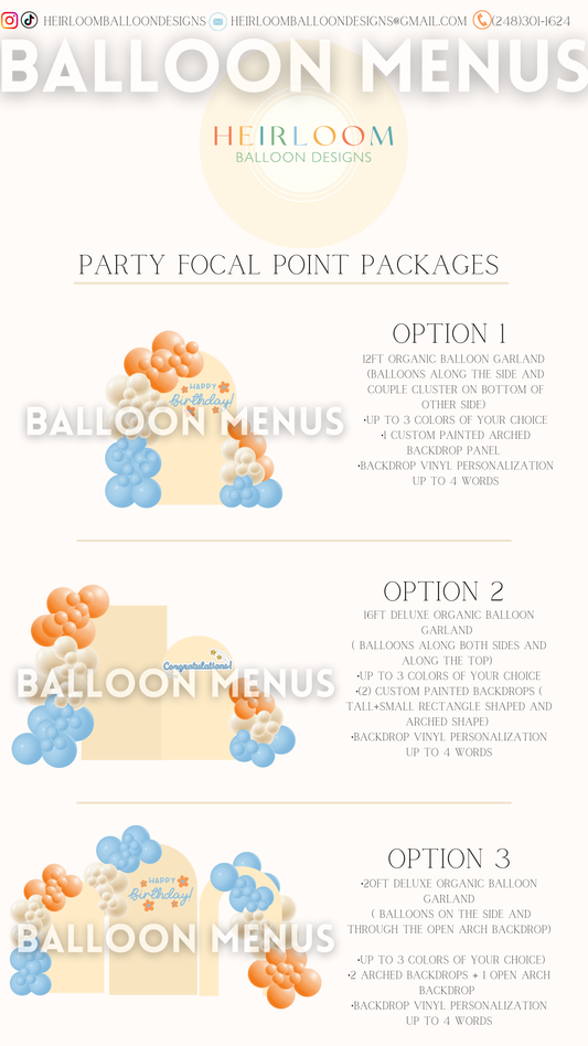 Heirloom Balloon Designs- Client Balloon Menu