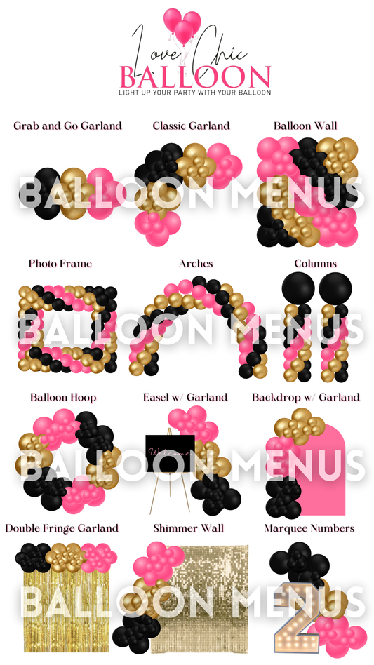 Love Chic Balloon- Client Balloon Menu