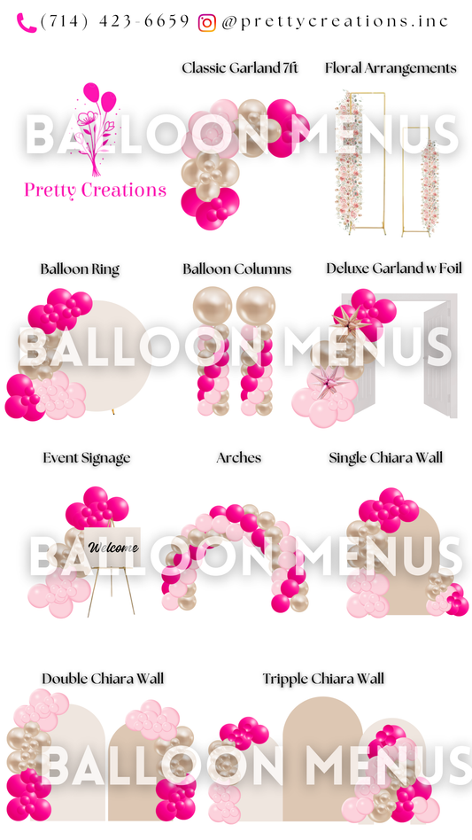 Pretty Creations - Client Balloon Menu