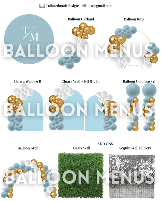 Tailored Made Designs- Client Balloon Menu